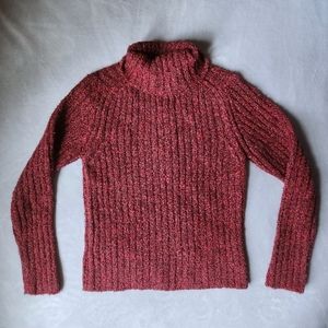 Royal Robbins Ribbed Bold Pink /Purple Turtleneck Loopy Knit Sweater, Size Small